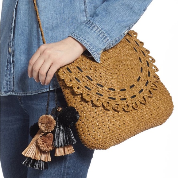 Eric Javits Handbags - NWT Eric Javitz Brigitte Squishee Shoulder Crossbody in Honey with Black Trim